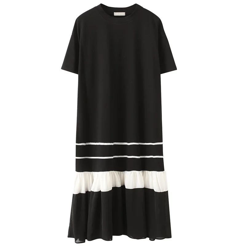 PERHAPS U Black White O Neck U Neck Short Sleeve Patchwork Midi Chiffon Dress Loose Casual D0286
PERHAPS U Black White O Neck U Neck Short Sleeve Patchwork Midi Chiffon Dress Loose Casual D0286