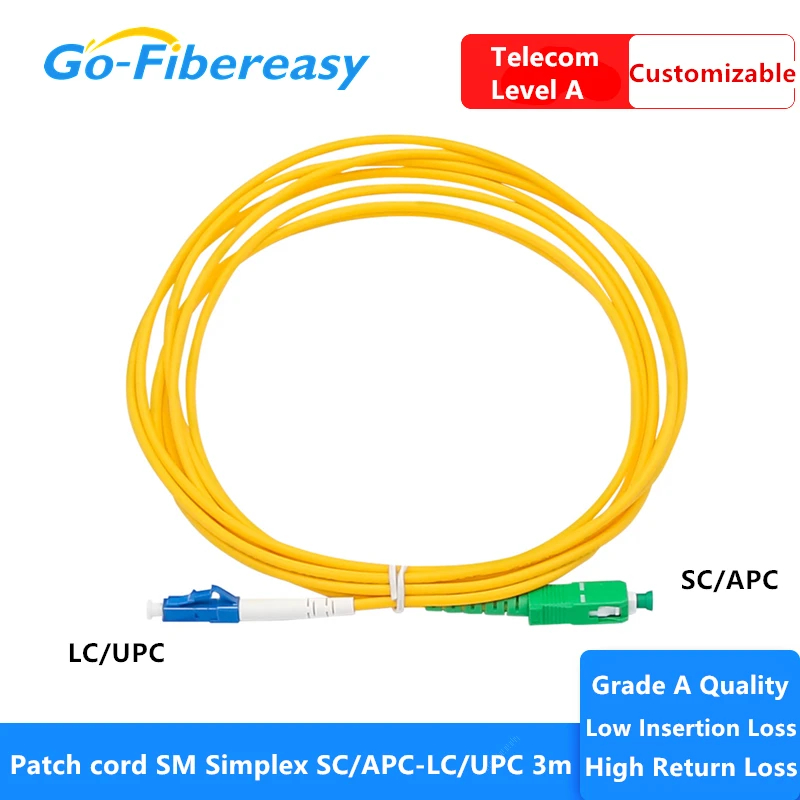 

Оптоволоконный патч-корд ftth SM Simplex SC/APC-LC/UPC 3 м 9/125um 3,0 мм, оптический кабель из ПВХ