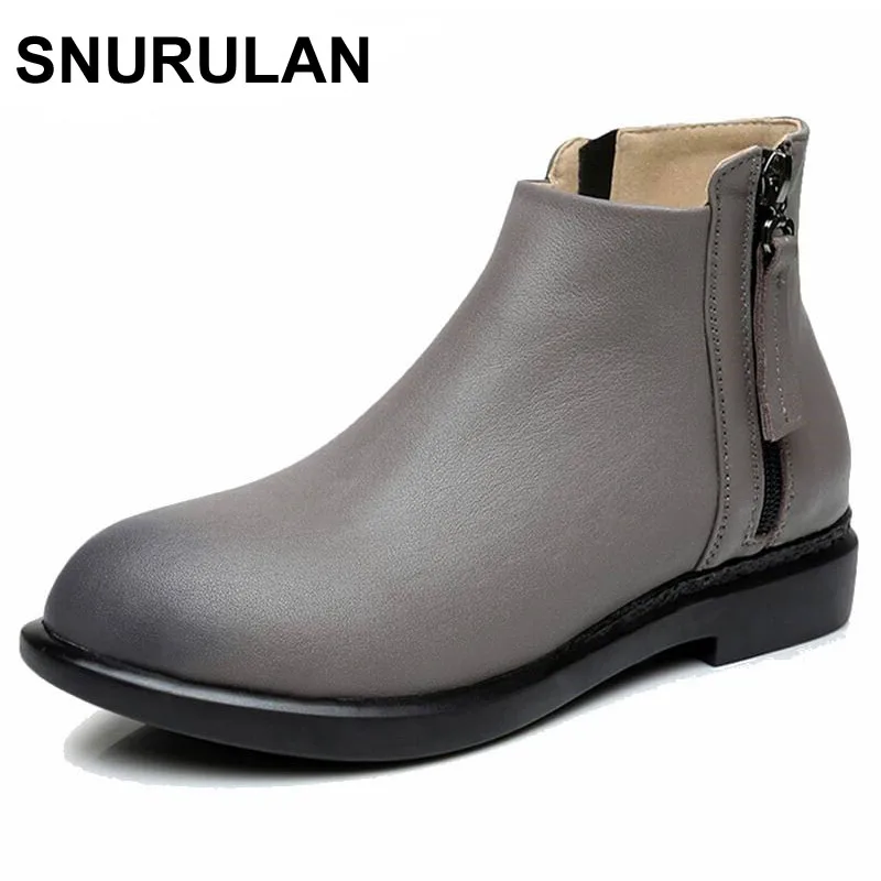 SNURULAN New 2018 Fashion Autumn Winter Boots Women Classic Zip Ankle Boots Warm Plush Genuine Leather Martin Boots Women Shoes
SNURULAN New 2018 Fashion Autumn Winter Boots Women Classic Zip Ankle Boots Warm Plush Genuine Leather Martin Boots Women Shoes