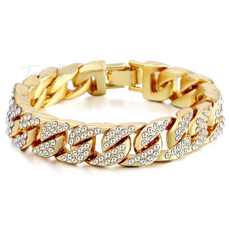 Hip-hop Bling CZ Rhinestone Bracelet Fashion Cuban Chains Bracelets Personalized For Men jewelry Dropshiping
Hip-hop Bling CZ Rhinestone Bracelet Fashion Cuban Chains Bracelets Personalized For Men jewelry Dropshiping
