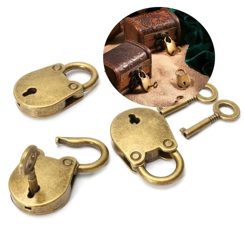 Metal Old Vintage Style Mini Padlock Small Luggage Box Key Lock Copper Color Home Usage Hardware Decoration
Metal Old Vintage Style Mini Padlock Small Luggage Box Key Lock Copper Color Home Usage Hardware Decoration
