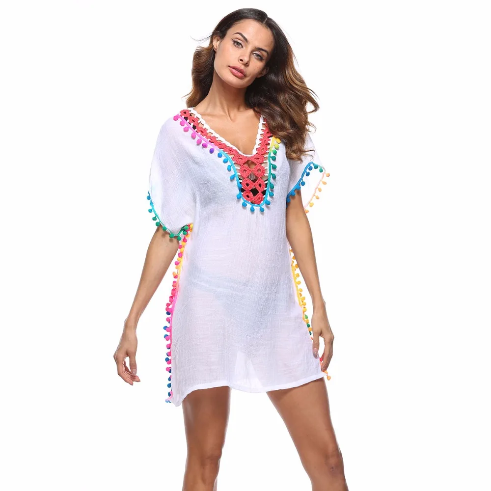 Mini dress women one-piece sundress cotton crochet neck one size dress fashion with tassel on neck sleeve
Mini dress women one-piece sundress cotton crochet neck one size dress fashion with tassel on neck sleeve