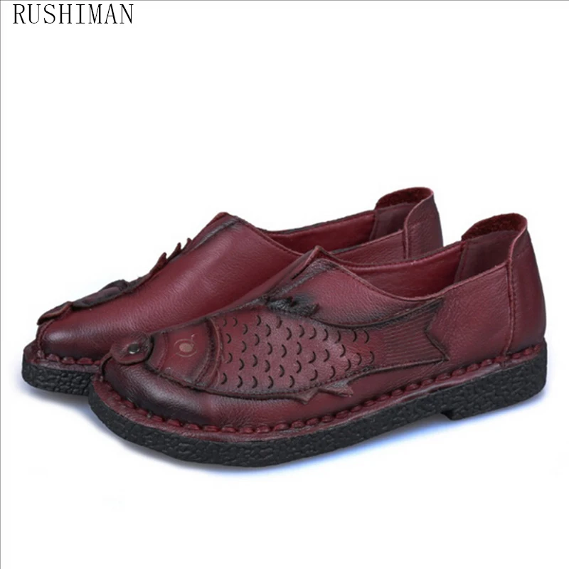 RUSHIMAN Spring Autumn New Handmade Shoes Genuine Leather Flat Shoes Comfortable Casual Loafers Mother Shoes
RUSHIMAN Spring Autumn New Handmade Shoes Genuine Leather Flat Shoes Comfortable Casual Loafers Mother Shoes