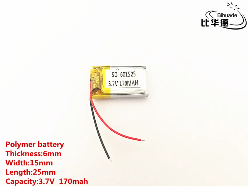5pcs/lot 3.7V,170mAH,601525 Polymer lithium ion / Li-ion battery for TOY,POWER BANK,GPS,mp3,mp4
5pcs/lot 3.7V,170mAH,601525 Polymer lithium ion / Li-ion battery for TOY,POWER BANK,GPS,mp3,mp4