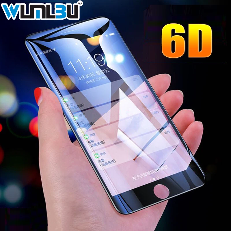 WLMLBU 6D полное покрытие краев закаленное стекло для iPhone X 7 8 6 Plus Защитная пленка 6s