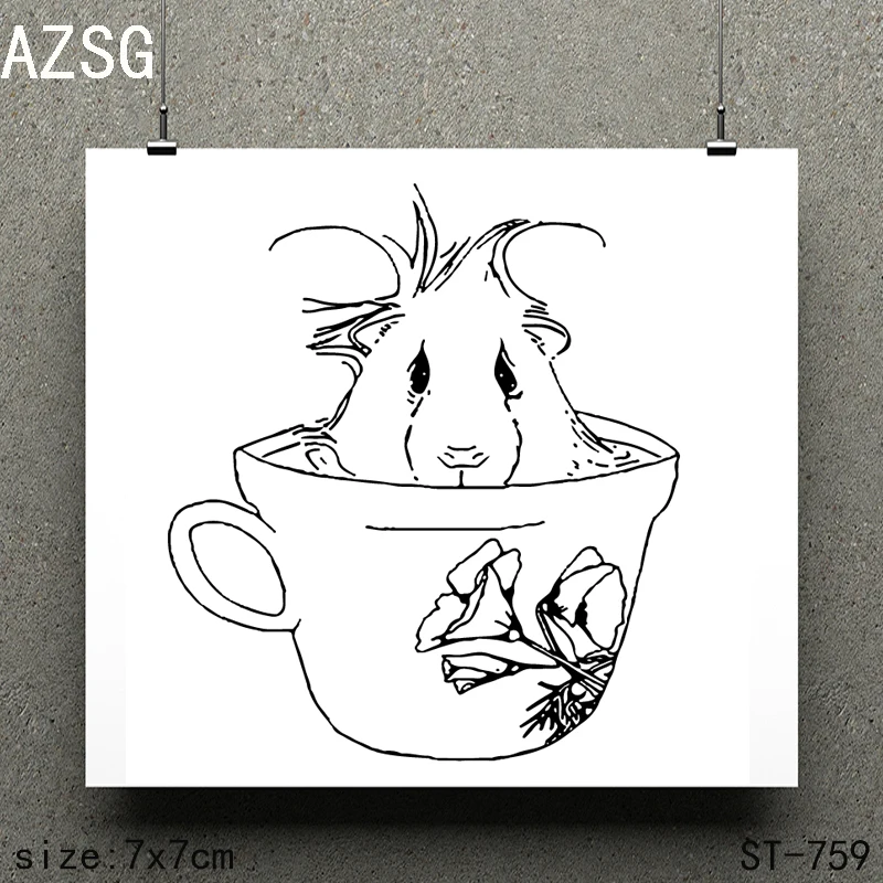 AZSG мышь в чашке крест прозрачные штампы/печать для DIY скрапбукинга/изготовление