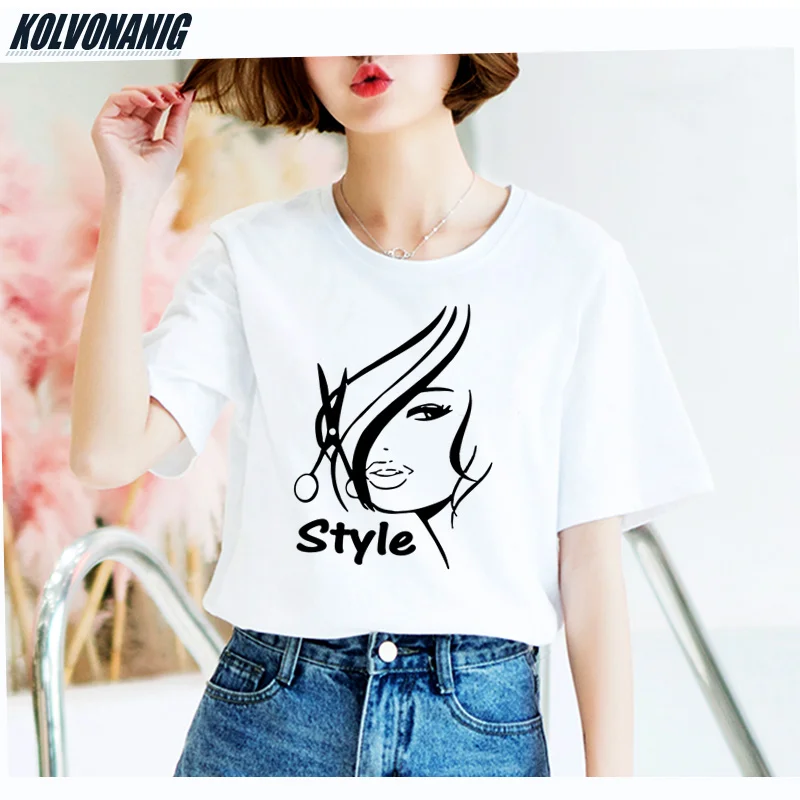 KOLVONANIG Summer Funny Women Haircut Style Print T-Shirt Girls Casual Loose Short Sleeve Cotton T Shirt Cool Top Tees Plus Size
KOLVONANIG Summer Funny Women Haircut Style Print T-Shirt Girls Casual Loose Short Sleeve Cotton T Shirt Cool Top Tees Plus Size