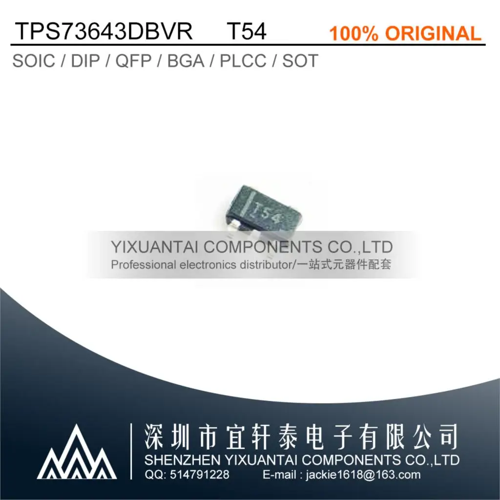 10pcs/lot 50pcs 100pcs/lot Free shipping original TPS73643DBVR TPS73643 73643 T54 SOT23-5
10pcs/lot 50pcs 100pcs/lot Free shipping original TPS73643DBVR TPS73643 73643 T54 SOT23-5