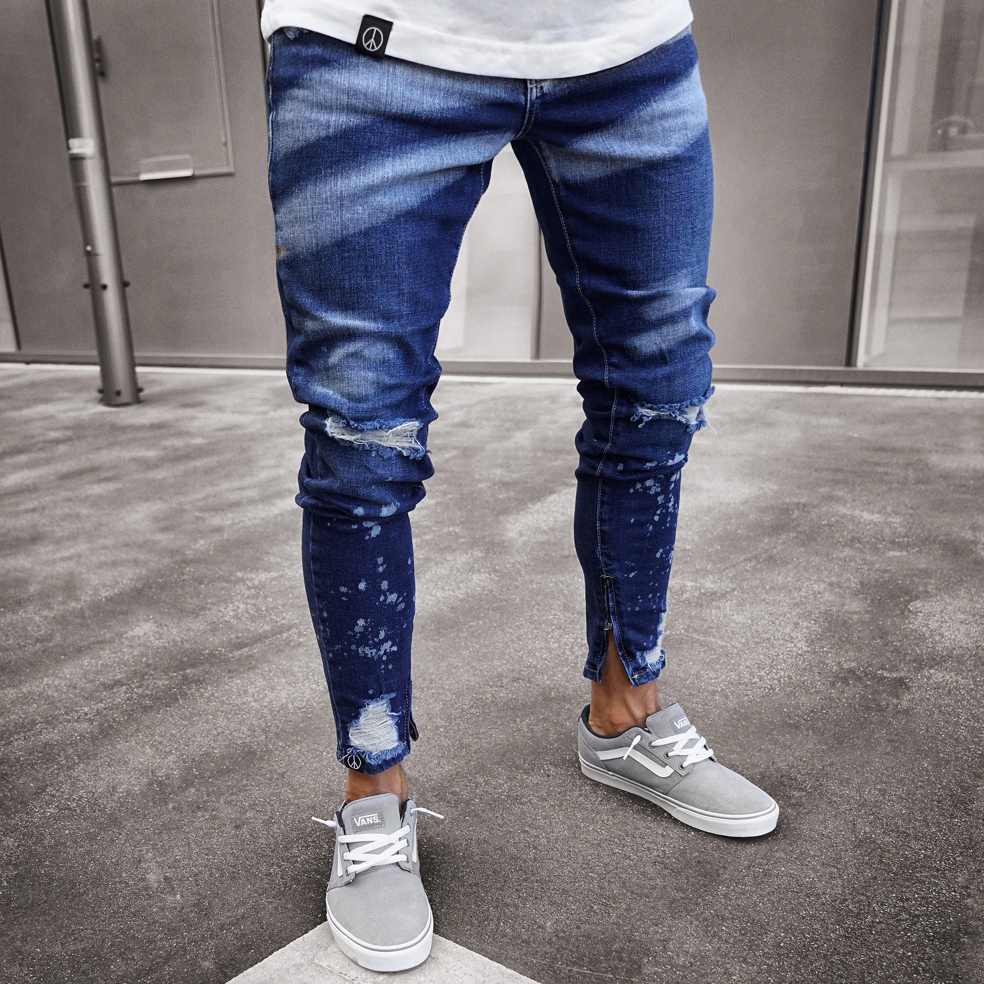 Hip Hop Blue Jean Suits for Men 2020 Jean Strech Men Broken Hole Paint Zipper Personalized Slim Feet Men Skinny Jeans Ripped
Hip Hop Blue Jean Suits for Men 2020 Jean Strech Men Broken Hole Paint Zipper Personalized Slim Feet Men Skinny Jeans Ripped