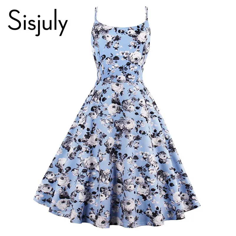 Фото Sisjuly старинные платья лето печати цветочные 1950 х годов стиль элегантный платье