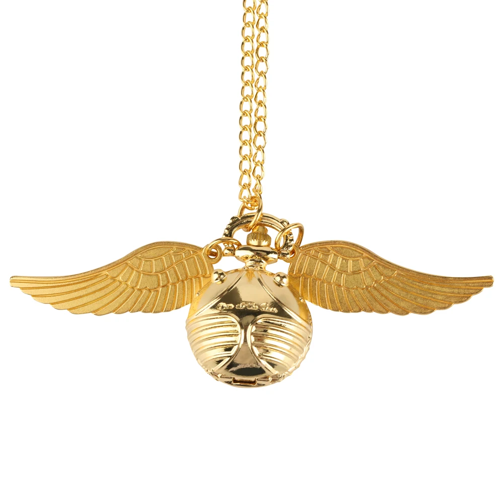 Top Luxury Golden Smooth Snitch Ball Pocket Watch Tiny Wings Necklace Pendant Clock Gifts for Kids Children reloj | Наручные часы