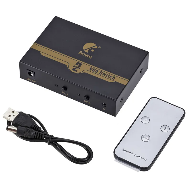 2x Input 1x Output Durable Round Press Button + IR Controller Two Way VGA Switch Splitter Switcher Resolution
2x Input 1x Output Durable Round Press Button + IR Controller Two Way VGA Switch Splitter Switcher Resolution