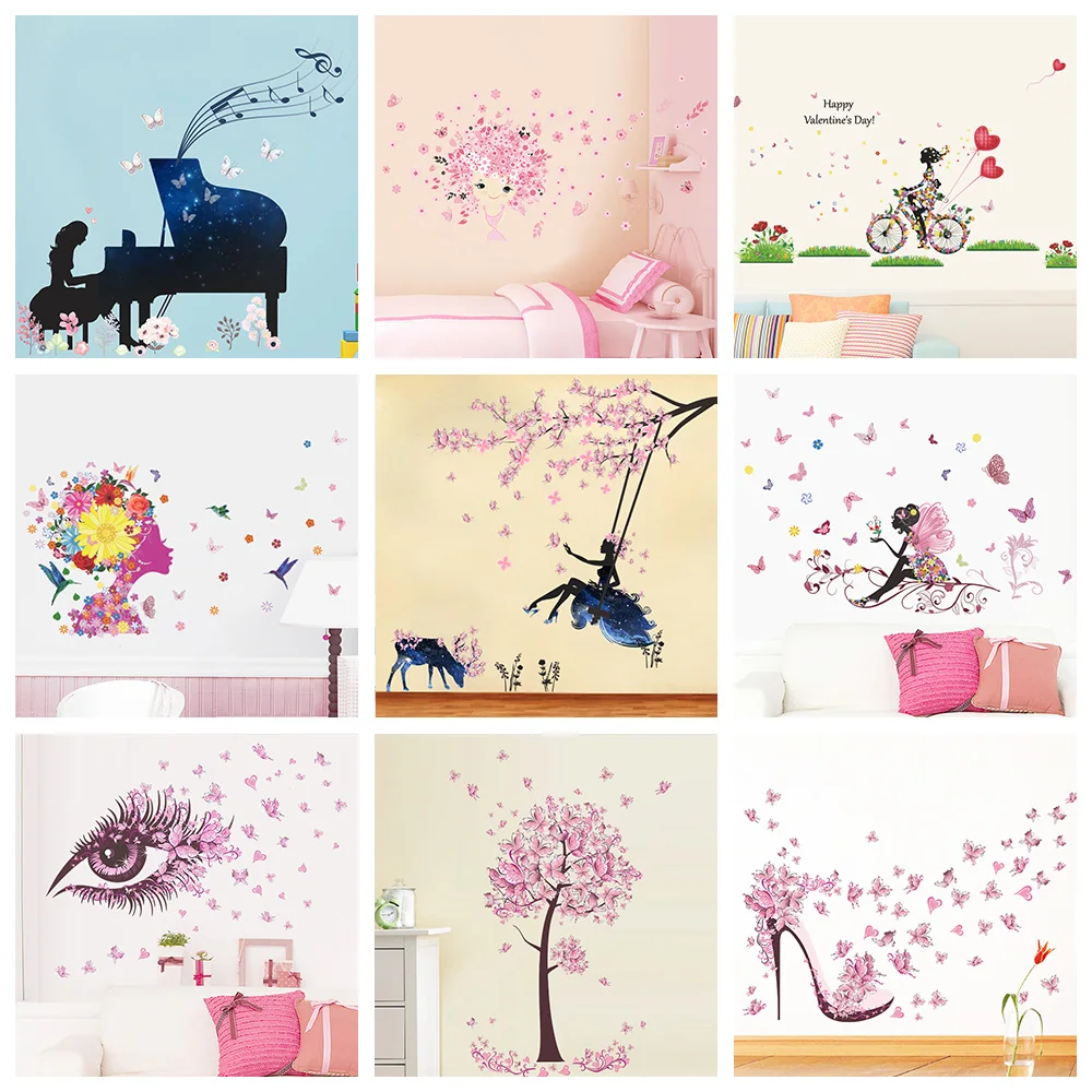 Romantic Flower Fairy Eye Butterfly Wall Stickers For Girls Bedroom Home Decoration Diy Kids Room Bicycle Piano Wall Art Decals
Romantic Flower Fairy Eye Butterfly Wall Stickers For Girls Bedroom Home Decoration Diy Kids Room Bicycle Piano Wall Art Decals