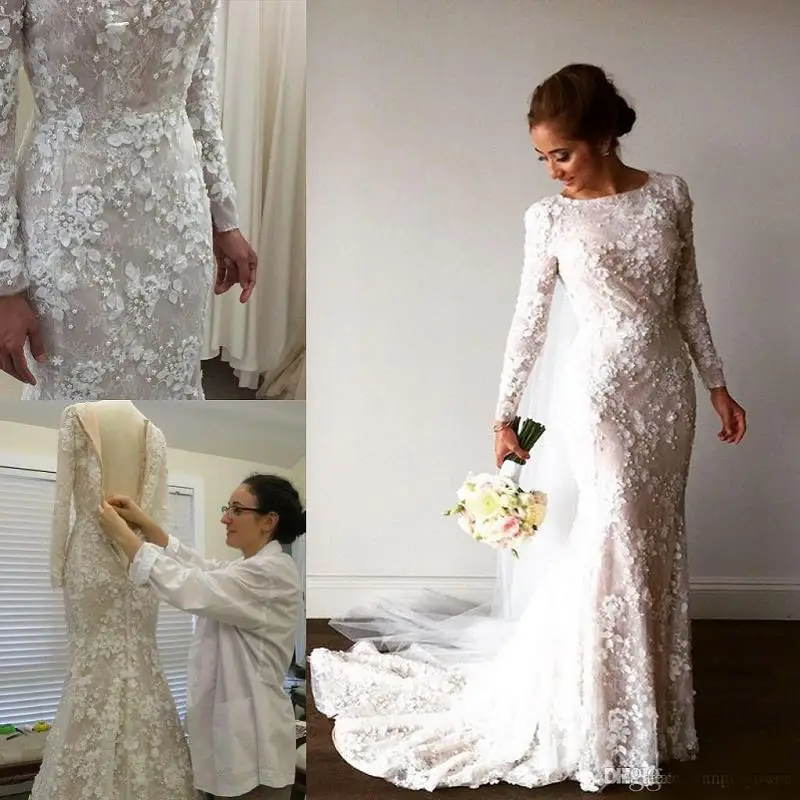 Elegant Mermaid Long Sleeve Wedding Dresses 2021 robe de mariee 3D Flowers Lace Wedding Gowns Custom Made Formal Bridal Dress
Elegant Mermaid Long Sleeve Wedding Dresses 2021 robe de mariee 3D Flowers Lace Wedding Gowns Custom Made Formal Bridal Dress
