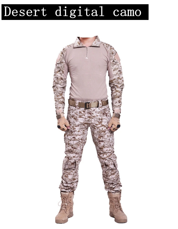 Desert digital camo Hunting Clothes with Gen2 Knee pads Combat uniform Tactical gear shirt and pants Army BDU set
Desert digital camo Hunting Clothes with Gen2 Knee pads Combat uniform Tactical gear shirt and pants Army BDU set