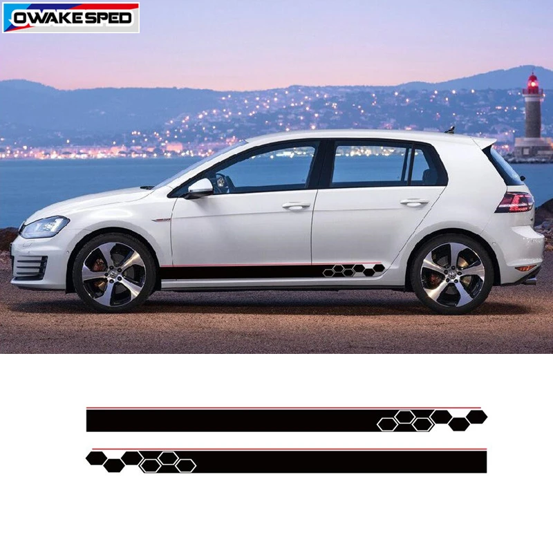 2pcs Car Door Side Skirt Stickers Beehive Lattices Graphic Vinyl Decal For Volkswagen Golf Tiguan POLO CC Racing Sport Stripes
2pcs Car Door Side Skirt Stickers Beehive Lattices Graphic Vinyl Decal For Volkswagen Golf Tiguan POLO CC Racing Sport Stripes