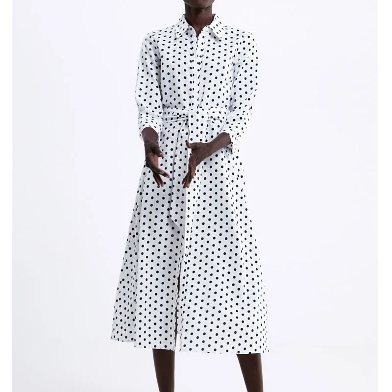 Summer Dress 2019 Fashion New Dress Women Turn-down Collar Long Sleeve Polka Dot Long Dress
Summer Dress 2019 Fashion New Dress Women Turn-down Collar Long Sleeve Polka Dot Long Dress