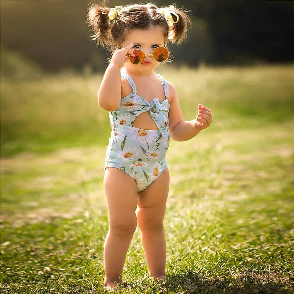 Детский купальный костюм для девочек жилет с цветочным принтом маленьких летний