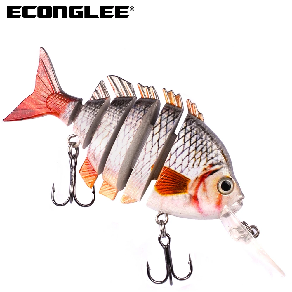 Econglee 1 шт. Новый дизайн 6 секций Рыбная ловля приманки 10 см 13.67 г Плавание 2/0 крючок