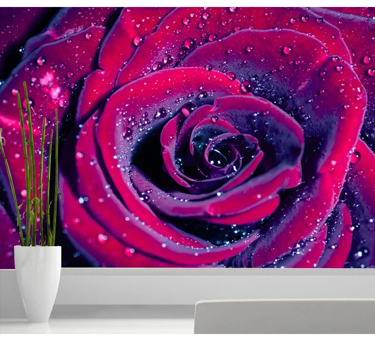 Purple Flower With Water-drop Rose Mural 3d wall Papel photo mural Wallpaper for living room sofa background 3d Flower Stickers
Purple Flower With Water-drop Rose Mural 3d wall Papel photo mural Wallpaper for living room sofa background 3d Flower Stickers