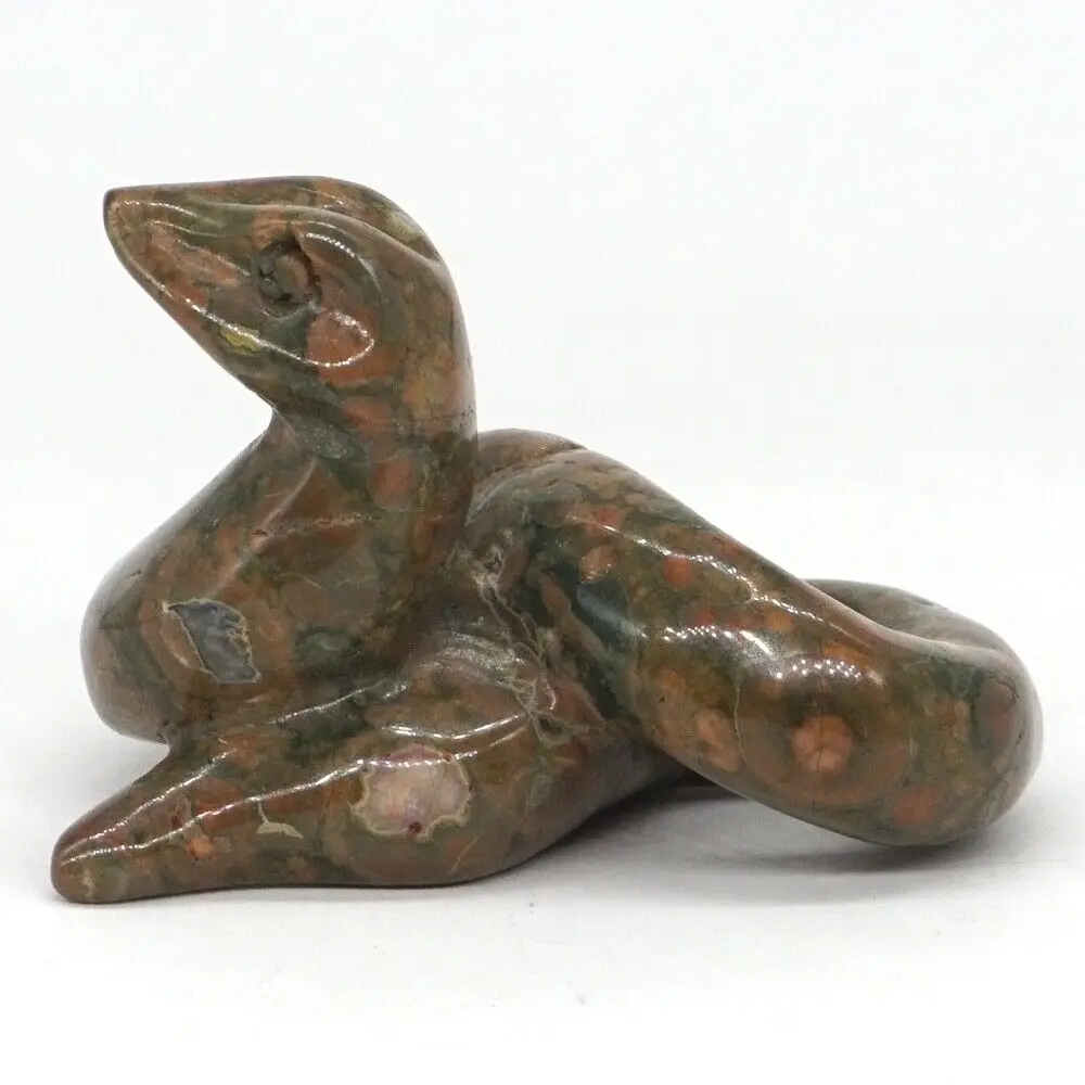2" Snake Statue Natural Gemstone Green Rainforest Jasper Crystal Carved Aniaml Figurine
2" Snake Statue Natural Gemstone Green Rainforest Jasper Crystal Carved Aniaml Figurine