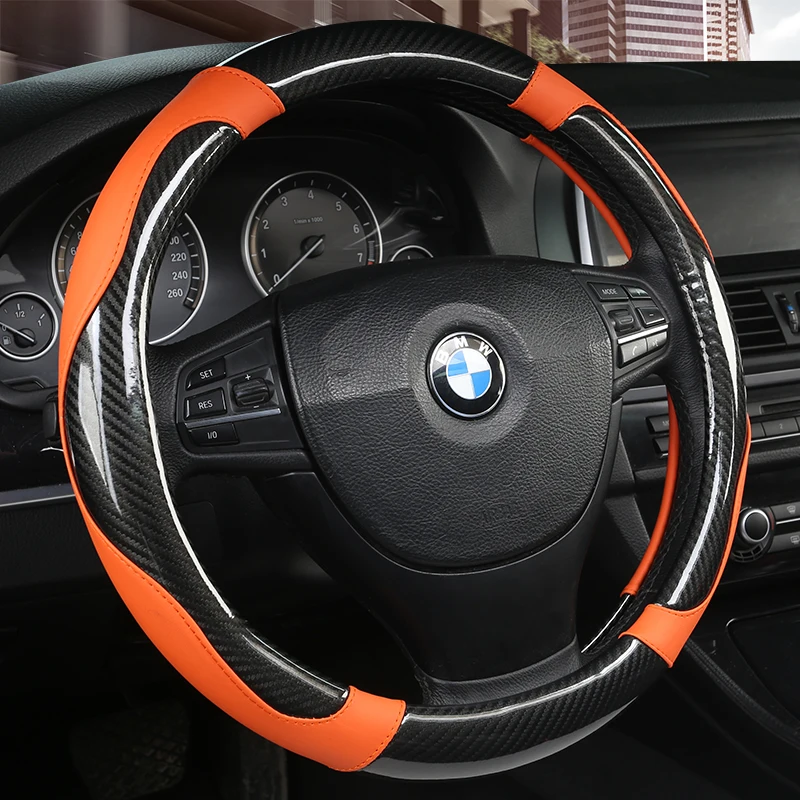 Car-styling Steering Wheel Cover Carbon Fiber Leather 37-38CM Cars Wheel Covers Anti Slip Breathable Universal Auto Accessories
Car-styling Steering Wheel Cover Carbon Fiber Leather 37-38CM Cars Wheel Covers Anti Slip Breathable Universal Auto Accessories