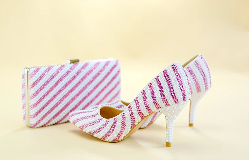 Shoes and Bag Set Woman Pumps Pearls Crystal Lines Zebra Crossing Striate collaterals Special Custom High Heels For Great Day
Shoes and Bag Set Woman Pumps Pearls Crystal Lines Zebra Crossing Striate collaterals Special Custom High Heels For Great Day