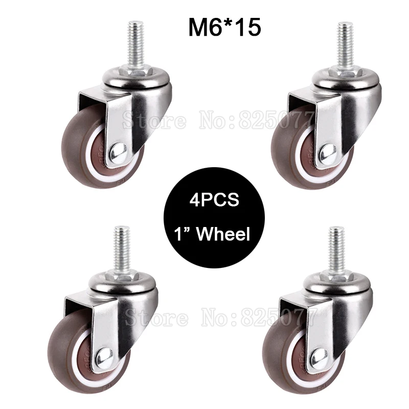 Brand New 4PCS 1'' Universal Swivel Wheels Castors M6X15 Screw Rod Rubber Super Mute Furniture Casters Max Loading 60KG/4PCS
Brand New 4PCS 1'' Universal Swivel Wheels Castors M6X15 Screw Rod Rubber Super Mute Furniture Casters Max Loading 60KG/4PCS