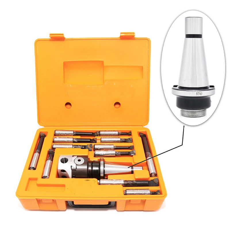Boring tool set NT40 M16 adapter nt40 taper, F1-18 75mm (3") boring head with NT40 shank and 18mm boring bars for cnc boring
Boring tool set NT40 M16 adapter nt40 taper, F1-18 75mm (3") boring head with NT40 shank and 18mm boring bars for cnc boring