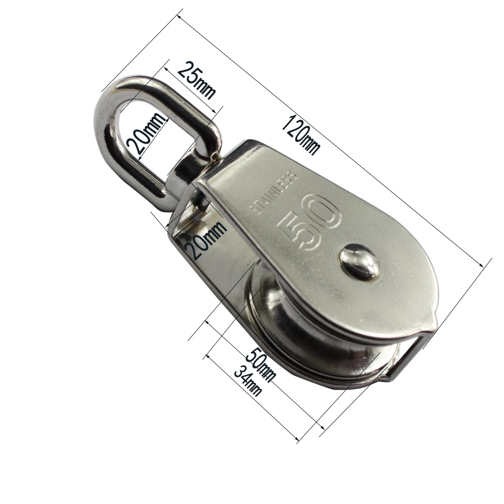 M50 Stainless Single Sheave Swivel Pulley Block Stainless Steel 304 Wire Rope Single Eye Swivel Pulley with 50mm Wheel 2pcs
M50 Stainless Single Sheave Swivel Pulley Block Stainless Steel 304 Wire Rope Single Eye Swivel Pulley with 50mm Wheel 2pcs