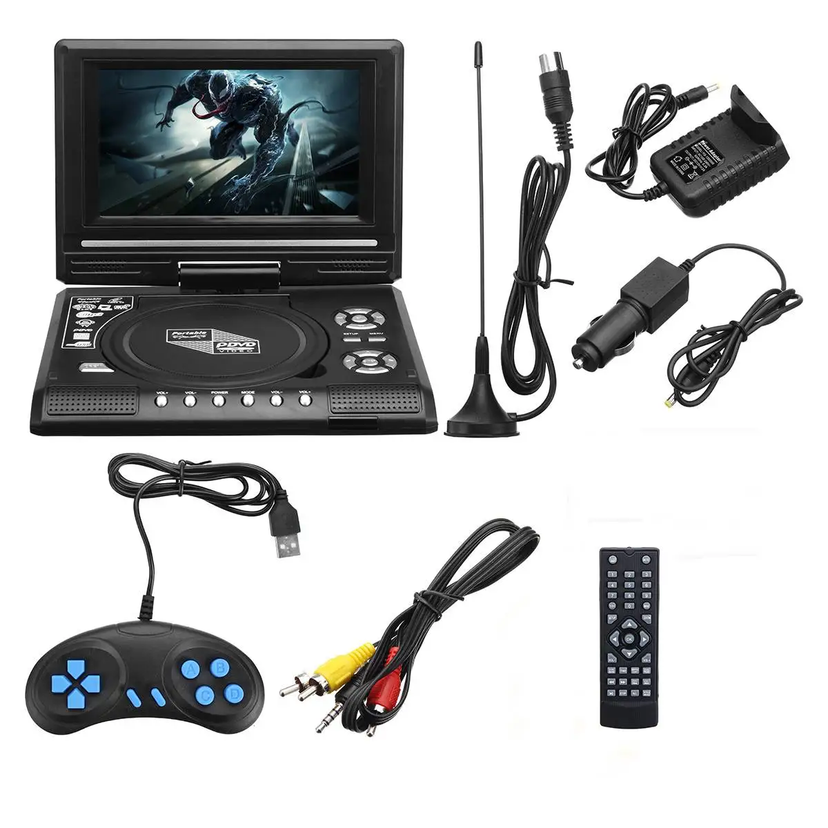 7.8 Inch Portable HD TV Home Car DVD Player VCD CD MP3 DVD Player USB SD Cards RCA TV Portatil Cable Game 16:9 Rotate LCD Screen
7.8 Inch Portable HD TV Home Car DVD Player VCD CD MP3 DVD Player USB SD Cards RCA TV Portatil Cable Game 16:9 Rotate LCD Screen