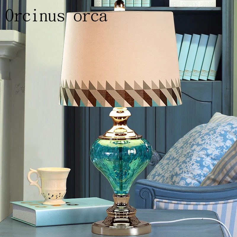 American blue glass table lamp living room bedroom Mediterranean modern simple creative desk lamp free shipping
American blue glass table lamp living room bedroom Mediterranean modern simple creative desk lamp free shipping