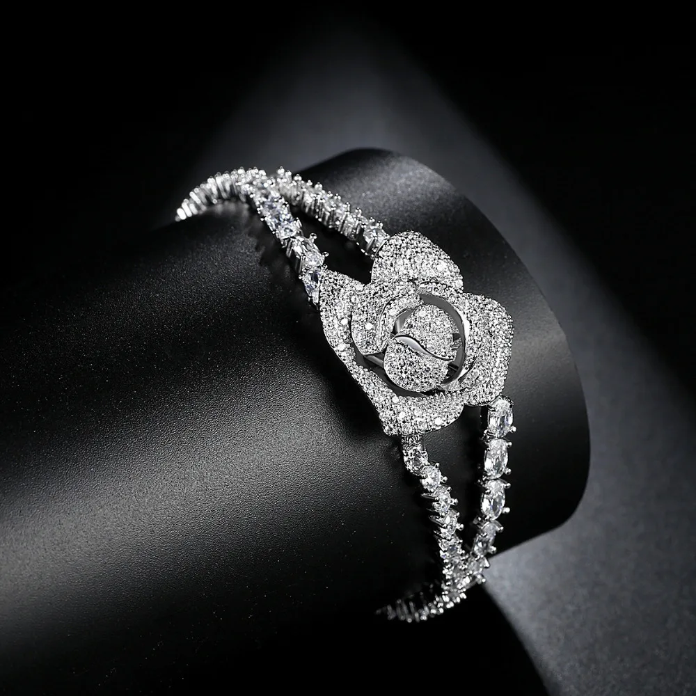 Bilincolor high quality tiny cz rose flower silver color big charm bracelet for women
Bilincolor high quality tiny cz rose flower silver color big charm bracelet for women