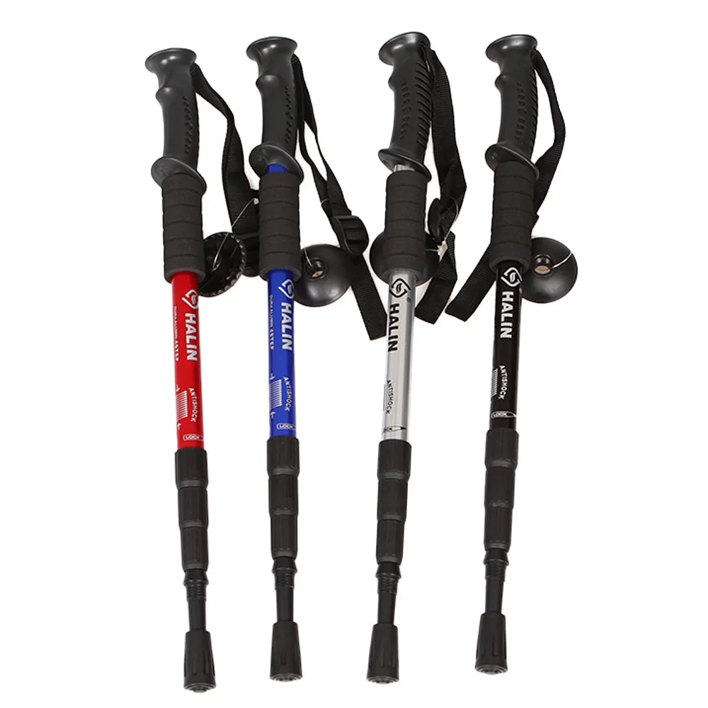 Trekking Climbing Anti Shock Hiking Walking Trail Poles Stick Adjustable Canes 4-Sections Kamp Malzemeleri | Спорт и развлечения