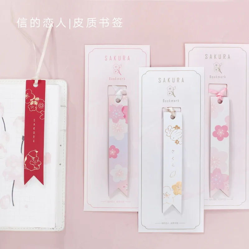ПУ сакура закладки Позолоченные DIY Cardmaking альбом розовый кавайный Вишневый цветок