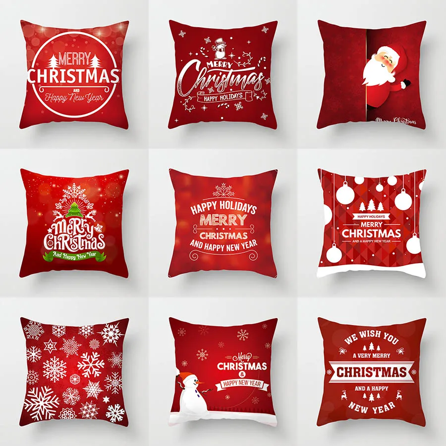 

YWZN Merry Christmas Decorative Pillowcases Polyester Christmas Throw Pillow Case Cover Santa Claus Elk Pillowcase kussensloop