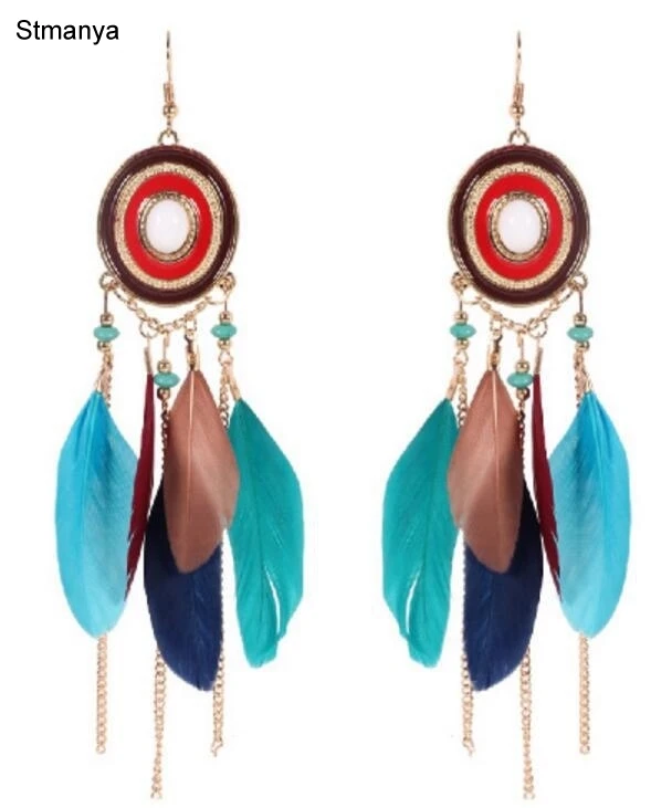 New Fashion Handmade Ethnic Bohemian Feather Earrings Rhinestone Dangle Earrings Red Long Tassel Earrings for Women Gift E3078
New Fashion Handmade Ethnic Bohemian Feather Earrings Rhinestone Dangle Earrings Red Long Tassel Earrings for Women Gift E3078