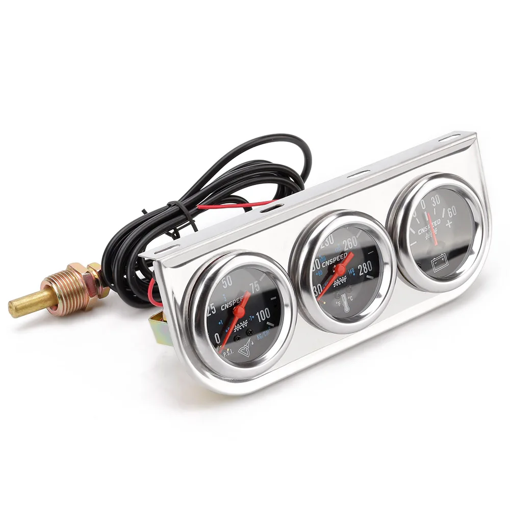 CNSPEED Amp Gauge Water Temp Oil Pressure meter 2''inch Triple Auto Set with sensor YC101324 | Автомобили и мотоциклы