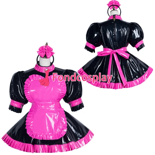 Горничная Сисси ПВХ платье Запираемая униформа косплей костюм на заказ [G3751]| |