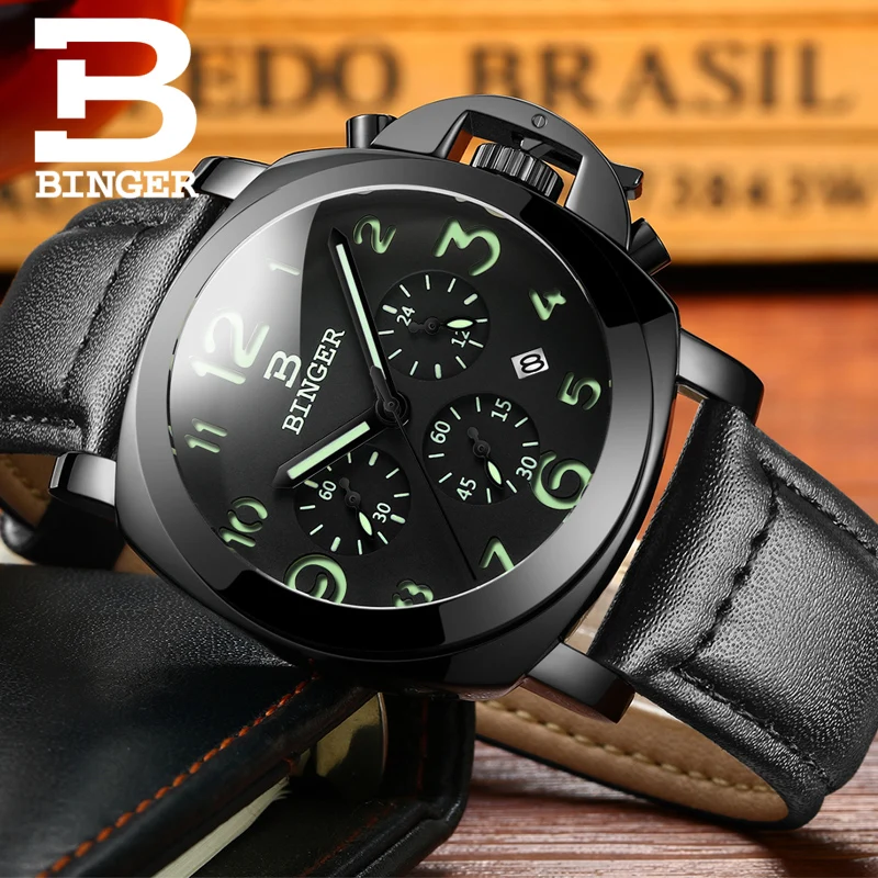 BINGER Fashion Casual Top Brand Quartz Watches Men Leather Sports Watch Man Business Wrist watch Male Luminous Chronograph Hour
BINGER Fashion Casual Top Brand Quartz Watches Men Leather Sports Watch Man Business Wrist watch Male Luminous Chronograph Hour