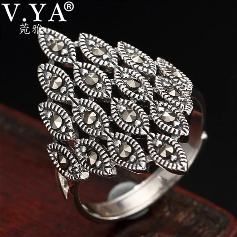 V.YA Retro Silver Marcasite Ring for Women Adjustable 925 Sterling Silver Rings Lady Femme Fashion Jewelry Wholesale
V.YA Retro Silver Marcasite Ring for Women Adjustable 925 Sterling Silver Rings Lady Femme Fashion Jewelry Wholesale