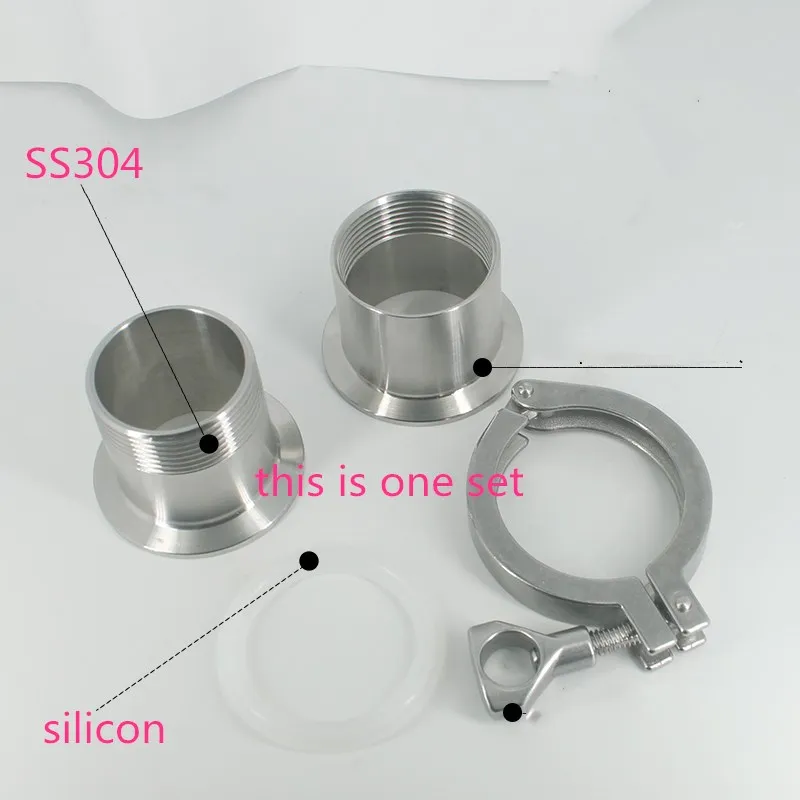 Stainless Steel SS304 1 Set Sanitary Clamp Type Male Thread Pipe Fitting + Tri Clamp+ PTFE Gasket
Stainless Steel SS304 1 Set Sanitary Clamp Type Male Thread Pipe Fitting + Tri Clamp+ PTFE Gasket