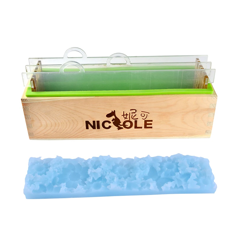 Silicone Soap Mold with Transparent Vertical Acrylic Clapboard & Flower Mat Rectangular Handmade Loaf Soap Making Tool
Silicone Soap Mold with Transparent Vertical Acrylic Clapboard & Flower Mat Rectangular Handmade Loaf Soap Making Tool