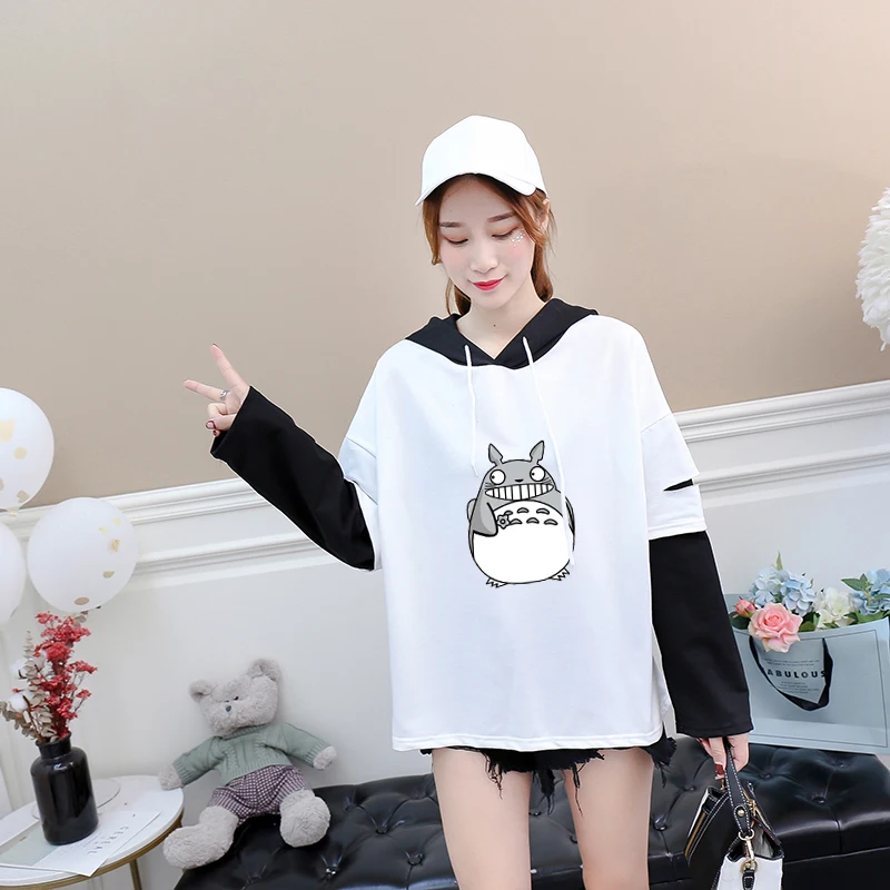 Kawaii y2k Hooded Tops Women's Crative Cute Totoro Cartoon Graphic False 2pc Spliced Long Sleeve T Shirt Female T-Shirt Clothing
Kawaii y2k Hooded Tops Women's Crative Cute Totoro Cartoon Graphic False 2pc Spliced Long Sleeve T Shirt Female T-Shirt Clothing