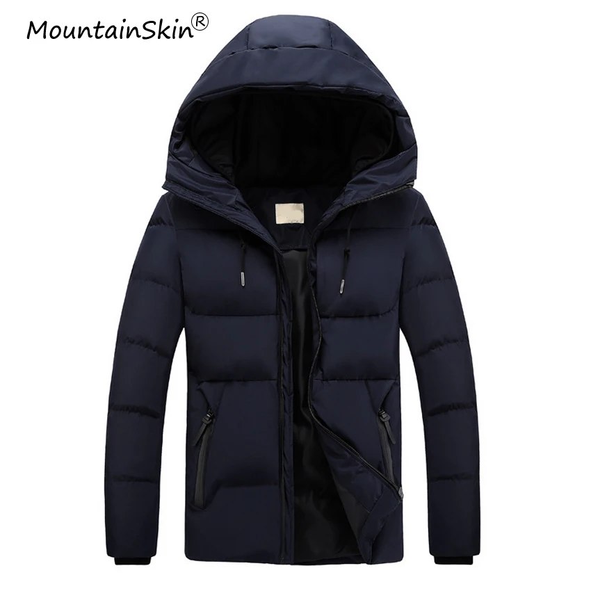 Мужские зимние куртки Mountainskin теплые однотонные с капюшоном для зимы LA755|Мужские