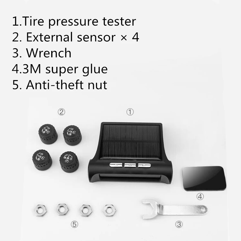Solar Power TPMS Car Security Alarm Systems Car Tire Pressure Monitoring Systems Built-In External Sensors Auto Security Warning
Solar Power TPMS Car Security Alarm Systems Car Tire Pressure Monitoring Systems Built-In External Sensors Auto Security Warning