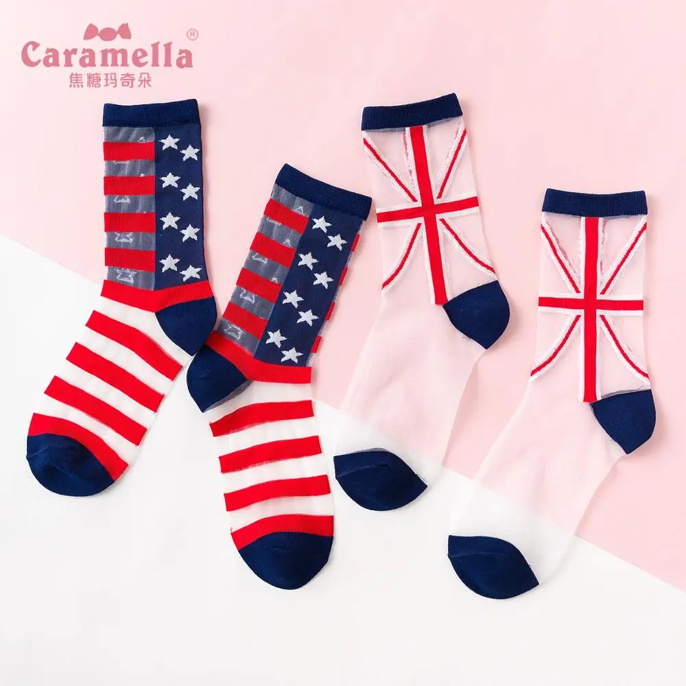Caramella/2 пар/лот; сезон весна-лето; женские носки; Прозрачные шелковые длинные носки; забавные уличные носки с флагом; носки в стиле Харадзюку
Caramella/2 пар/лот; сезон весна-лето; женские носки; Прозрачные шелковые длинные носки; забавные уличные носки с флагом; носки в стиле Харадзюку