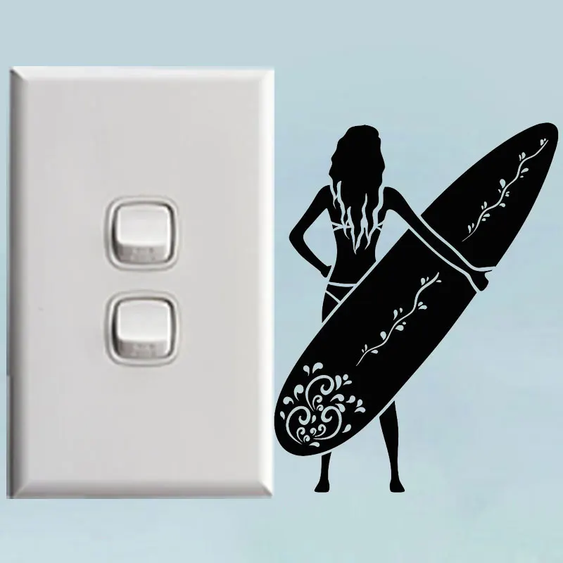 YJZT сексуальная девушка серфинг водные виды спорта Спальня виниловые наклейки на