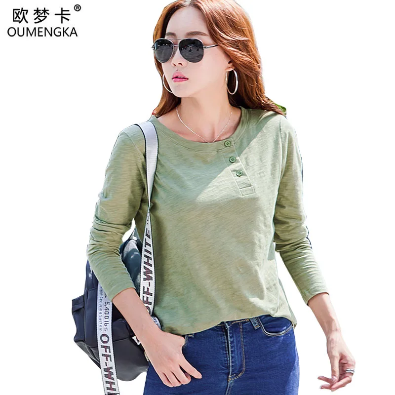 OUMENGKA 2019 Autumn Cotton 4 Colour Casual Shirts Long Sleeve O-Neck Button Female Soft Top T-Shirt XXL
OUMENGKA 2019 Autumn Cotton 4 Colour Casual Shirts Long Sleeve O-Neck Button Female Soft Top T-Shirt XXL