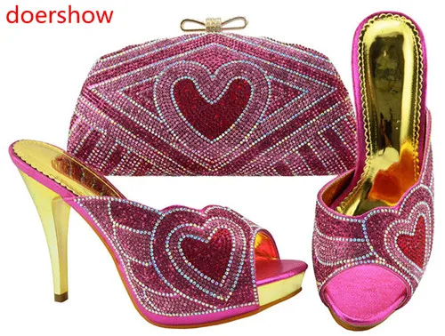 

doershow fuchsia Shoe and Bag Set New Women Shoes and Bag Set In Italy hot selling Italian Shoes with Matching Bags Set!HH1-1